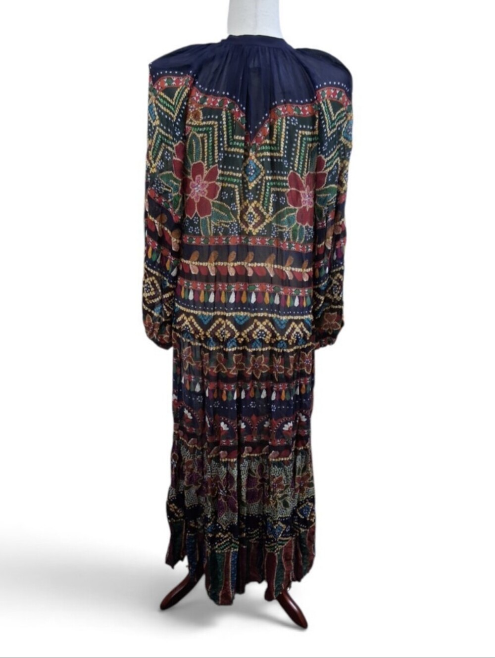 NWT FARM RIO Graphic Shine Maxi Dress Small Metallic Lurex Coin Sequin Hem $275 - Picture 6 of 13